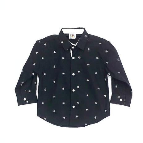 camisa social estampada preta