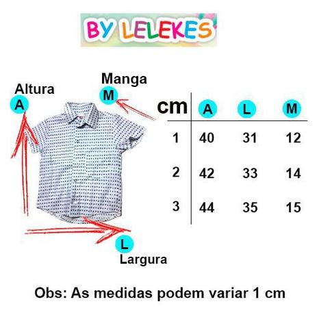 medidas de camisa social infantil