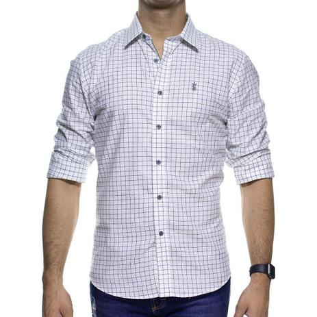 Camisa Social Sergio K Branca Xadrez Slim Fit Menor preço em Camisa Social Sergio K Branca Xadrez Slim Fit