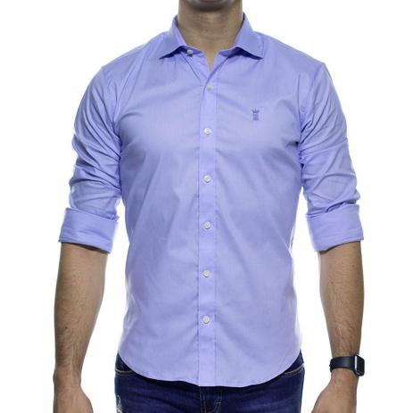Camisa Social Sergio K Stretch Azul Basica Slim Fit Menor preço em Camisa Social Sergio K Stretch Azul Basica Slim Fit