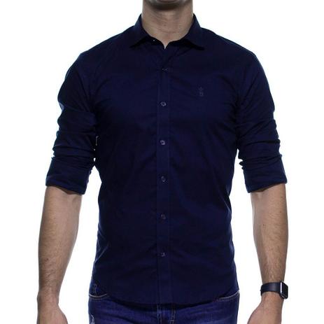 Camisa Social Sergio K Stretch Marinho Basica Slim Fit Menor preço em Camisa Social Sergio K Stretch Marinho Basica Slim Fit