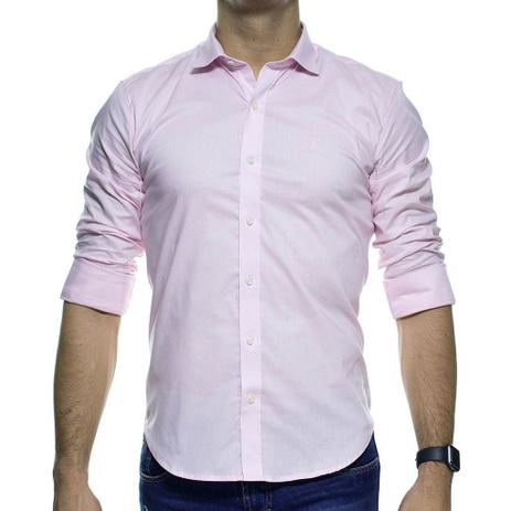 Camisa Social Sergio K Stretch Rosa Basica Slim Fit Menor preço em Camisa Social Sergio K Stretch Rosa Basica Slim Fit