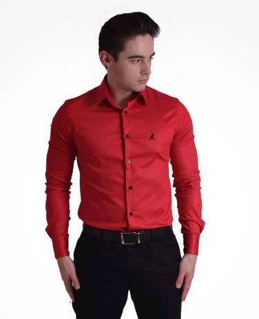 Camisa Social Vermelha Masculina Super Slim - Hórus oficial Menor preço em Camisa Social Vermelha Masculina Super Slim - Hórus oficial