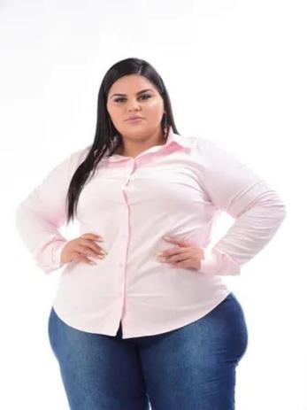 camisa rosa feminina plus size