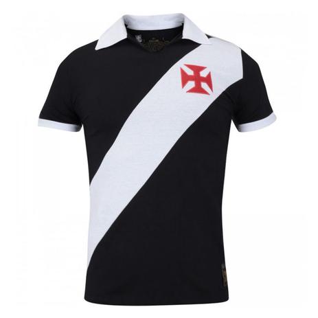 Camisa Vasco Braziline Paris Polo Adulto - Preto/Branco Menor preço em Camisa Vasco Braziline Paris Polo Adulto - Preto/Branco
