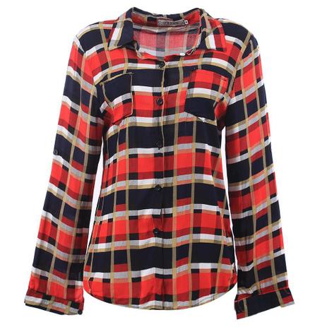 camisa xadrez manga longa feminina