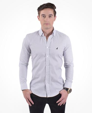 Camisa Xadrez Masculina Slim Social Branco - Levok Menor preço em Camisa Xadrez Masculina Slim Social Branco - Levok