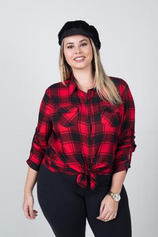 camisa xadrez plus size feminina