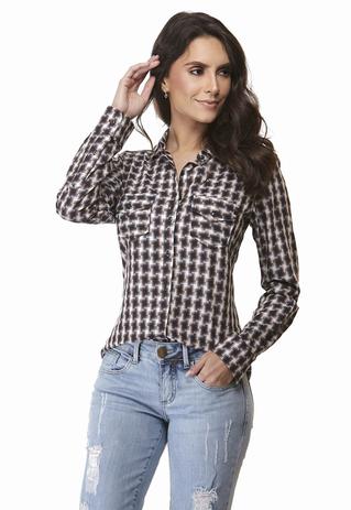 camisa xadrez feminina longa