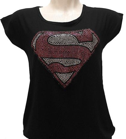 Menor preço em Camiseta Babylook SuperGirl Herói Feminino Strass Superman Super homem - Heróis