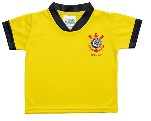 Camiseta Bebê Corinthians Amarela Torcida Baby Menor preço em Camiseta Bebê Corinthians Amarela Torcida Baby