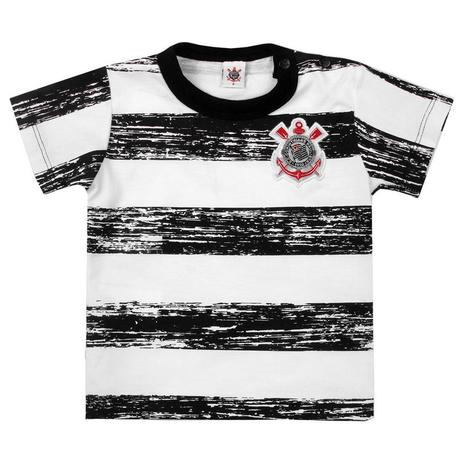Camiseta Bebê Corinthians Listras Oficial - Revedor Menor preço em Camiseta Bebê Corinthians Listras Oficial - Revedor