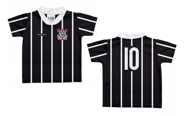 Camiseta Bebê Corinthians Listras Preta - Torcida Baby Menor preço em Camiseta Bebê Corinthians Listras Preta - Torcida Baby