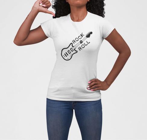 camiseta feminina rock in roll