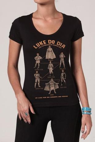 Menor preço em Camiseta Feminina Star Wars Luke do Dia Preta Chico Rei