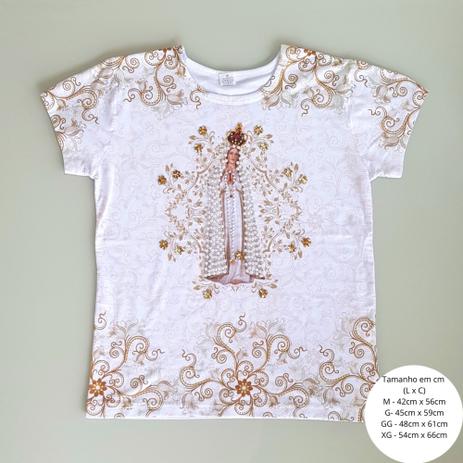 Camiseta Feminina tipo Baby Look Bordada De Nossa Senhora de Fátima Branca-  Tam XG - Interlaken - Camiseta Feminina - Magazine Luiza