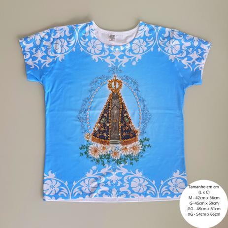 Camisa Bordada – Nossa Senhora Aparecida (Azul) – Mãezinha Aparecida