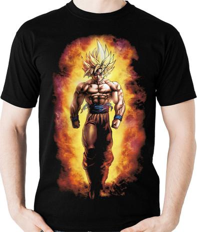 Camiseta Goku Super Saiyajin Dragon Ball (geek) Camisa Blusa Menor preço em Camiseta Goku Super Saiyajin Dragon Ball (geek) Camisa Blusa