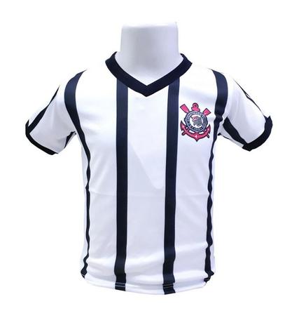Camiseta Infantil Corinthians Branca Listras Oficial - Revedor Menor preço em Camiseta Infantil Corinthians Branca Listras Oficial - Revedor