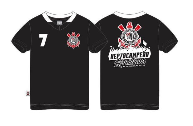 Camiseta Infantil Corinthians Hepta Campeão Preta Oficial - Revedor Menor preço em Camiseta Infantil Corinthians Hepta Campeão Preta Oficial - Revedor