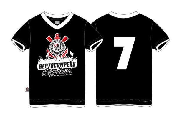 Camiseta Infantil Corinthians Hepta Preta Oficial - Revedor Menor preço em Camiseta Infantil Corinthians Hepta Preta Oficial - Revedor