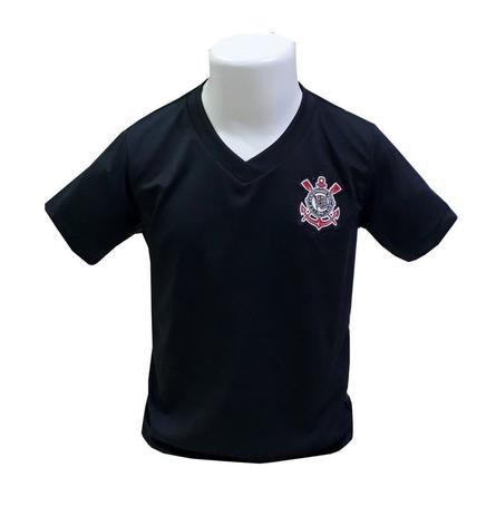 Camiseta Infantil Corinthians Preta Gola V Oficial - Revedor Menor preço em Camiseta Infantil Corinthians Preta Gola V Oficial - Revedor