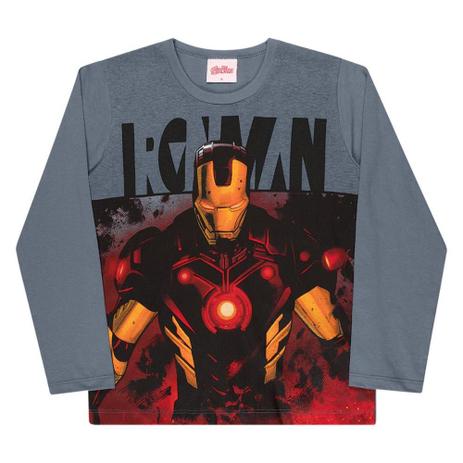 camiseta manga longa homem de ferro