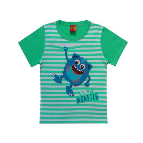 Camiseta infantil menino com listra de monstrinho - Kyly Menor preço em Camiseta infantil menino com listra de monstrinho - Kyly