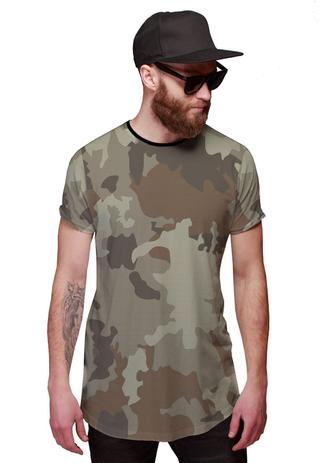 camiseta longline masculina camuflada