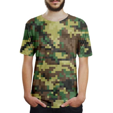 Camiseta Masculina Camuflado Pixels Estampa Digital - Over fame Menor preço em Camiseta Masculina Camuflado Pixels Estampa Digital - Over fame
