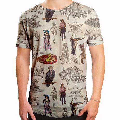 Camiseta Masculina Longline Oversized Velho Oeste - Over fame Menor preço em Camiseta Masculina Longline Oversized Velho Oeste - Over fame