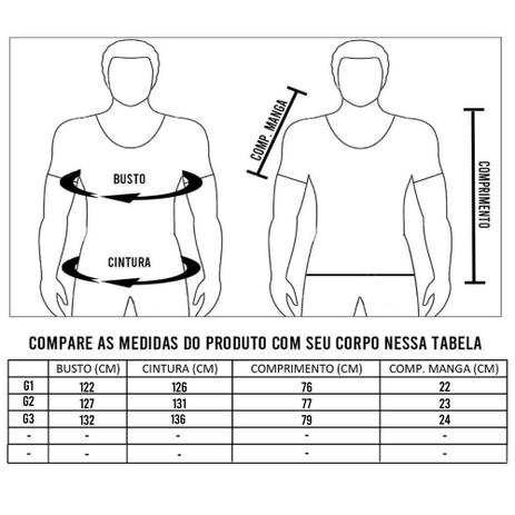tabela de tamanho de camisetas masculinas