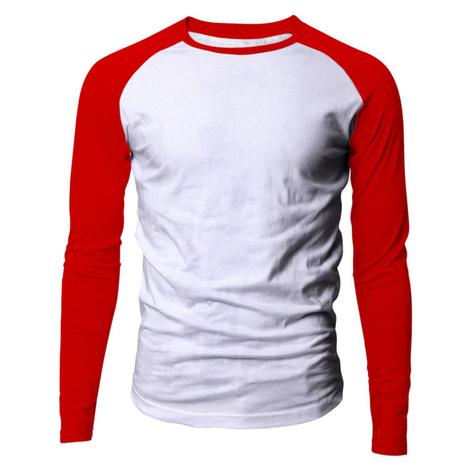 blusa branca manga vermelha