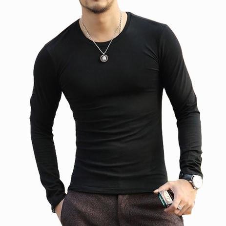 camisa manga longa preta masculina