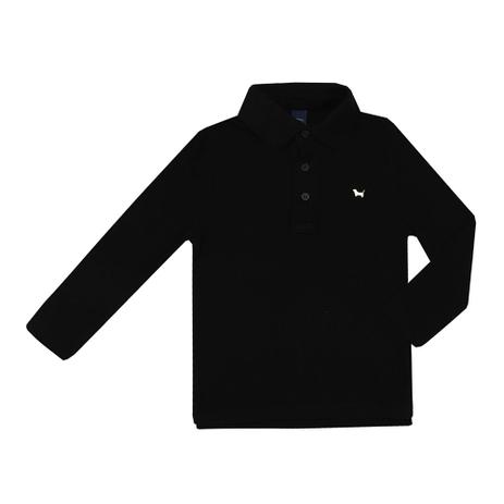 Camiseta Polo Infantil Basica Manga Longa Preto - 1+1 Menor preço em Camiseta Polo Infantil Basica Manga Longa Preto - 1+1