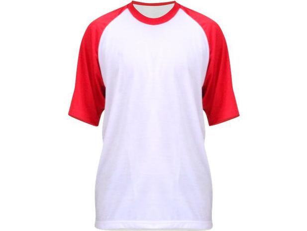 blusa branca manga vermelha