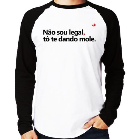 Camiseta Raglan Não sou legal, tô te dando mole Manga Longa - Branco - Foca na Moda Menor preço em Camiseta Raglan Não sou legal, tô te dando mole Manga Longa - Branco - Foca na Moda
