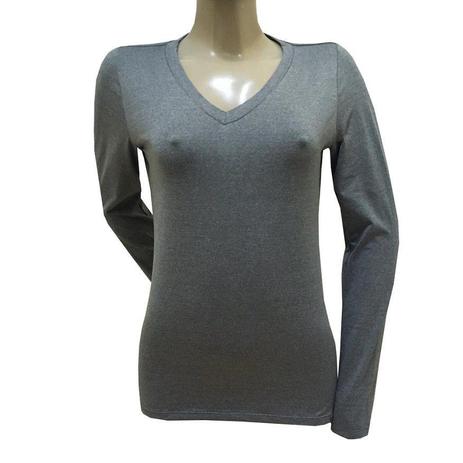 blusa feminina decote v manga longa