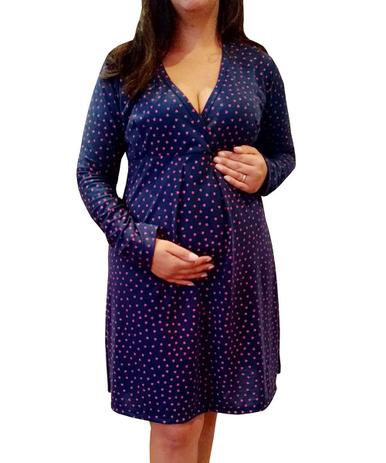 Camisola Gestante e Pós Operatório Manga Longa em Viscolycra com Botões