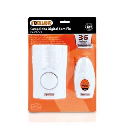 Campainha Sem Fio Bivolt FX CAD3 FoxLux Menor preço em Campainha Sem Fio Bivolt FX CAD3 FoxLux