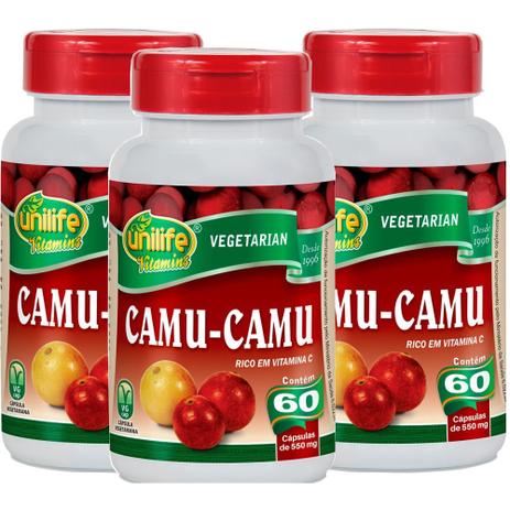 Camu-Camu 60 cápsulas de 500mg Kit com 3 Frascos - Unilife Menor preço em Camu-Camu 60 cápsulas de 500mg Kit com 3 Frascos - Unilife