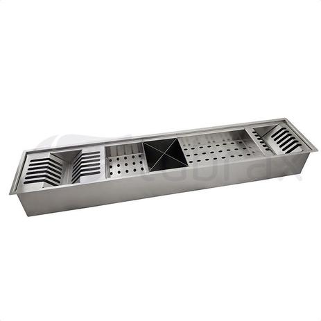 Canal organizador para cozinha produzido em aço inox com acessórios - UAC0001-N - Tubrax Menor preço em Canal organizador para cozinha produzido em aço inox com acessórios - UAC0001-N - Tubrax