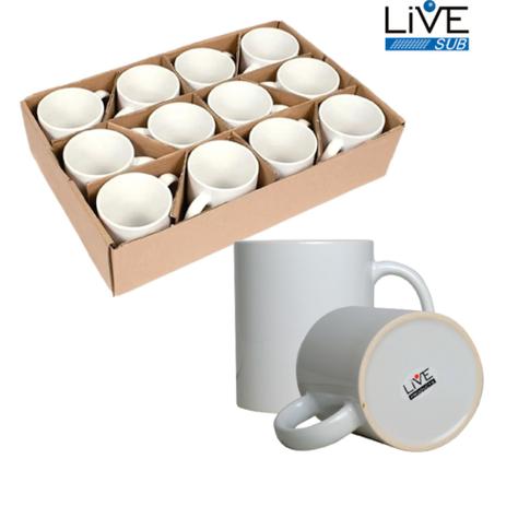 Menor preço em Caneca Branca Resinada Para Sublimação LIVE AAA - 325ml CAIXA C/ 12 Und - LIVE SUB
