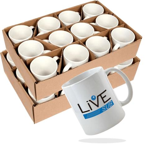 Caneca Branca Resinada Para Sublimação LIVE AAA - 325ml CAIXA C/ 24 Und - LIVE SUB Menor preço em Caneca Branca Resinada Para Sublimação LIVE AAA - 325ml CAIXA C/ 24 Und - LIVE SUB