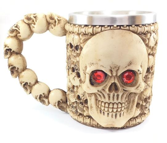 Caneca Caveira De Resina E Inox Caveira Rubi Bege 450ml - MJ-R5108 - Morgadosp Menor preço em Caneca Caveira De Resina E Inox Caveira Rubi Bege 450ml - MJ-R5108 - Morgadosp