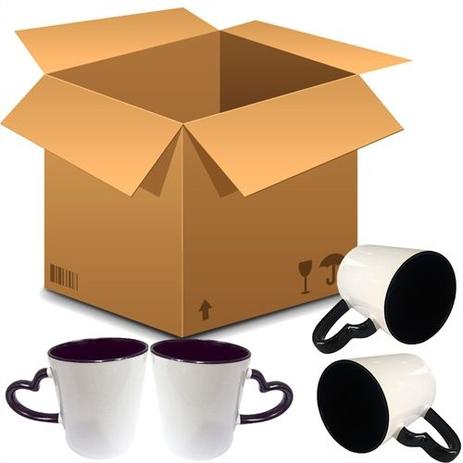 Caneca Cerâmica Branca Com Alça  de Coração e Interior em Preto 325ml Resinada P/ Sublimação  (B111) - 36 Unidades (Caix - Mecolour shopvirtua3000 é boa?