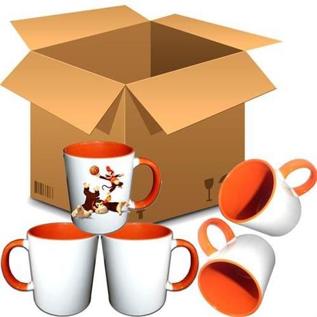 Caneca Cerâmica Branca com interior e Alça  em Laranja 325ml Resinada P/ Sublimação  (B003) - 36 Unidades (Caixa Fechada - Mecolour shopvirtua3000 é boa?