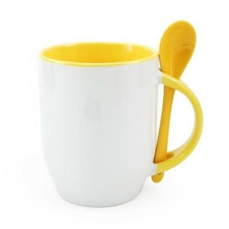 Caneca Cerâmica Branca Para Sublimação Com Alça, Interior e Colher em Amarelo 354ml (B024) - 01 Unidade - Mecolour shopvirtua3000 Menor preço em Caneca Cerâmica Branca Para Sublimação Com Alça, Interior e Colher em Amarelo 354ml (B024) - 01 Unidade - Mecolour shopvirtua3000