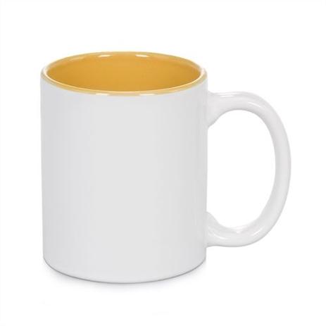 Caneca Cerâmica Branca Somente com interior em Amarelo 325ml Resinada P/ Sublimação - 01 Unidade - Mecolour shopvirtua3000 Menor preço em Caneca Cerâmica Branca Somente com interior em Amarelo 325ml Resinada P/ Sublimação - 01 Unidade - Mecolour shopvirtua3000