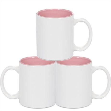 Caneca Cerâmica Branca Somente com interior em Rosa 325ml Resinada P/ Sublimação - 36 Unidades (Caixa Fechada) - Shopvirtua3000 original Menor preço em Caneca Cerâmica Branca Somente com interior em Rosa 325ml Resinada P/ Sublimação - 36 Unidades (Caixa Fechada) - Shopvirtua3000 original